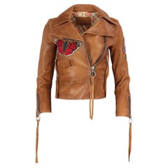 Gucci Appliquéd Leather Biker Jacket It 38 Uk 6