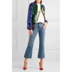 GUCCI Appliquéd Sequinned Tulle and Satin Bomber Jacket IT38 US 2-4