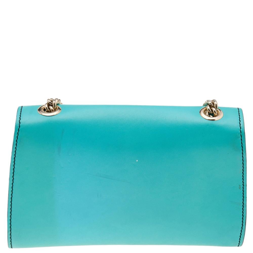 Gucci Aqua Blue Leather Small Emily Chain Shoulder Bag 5
