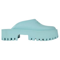 GUCCI aqua blue rubber ELEA GG PERFORATE PLATFORM CLOGS Shoes 42