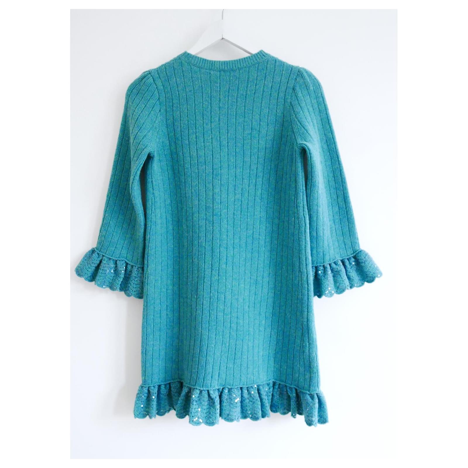 Aqua Gucci - Robe en laine avec nœud à paillettes Pour femmes en vente