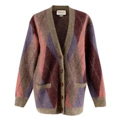 Gucci Argyle Oversized Mohair-Blend Cardigan - Size S 