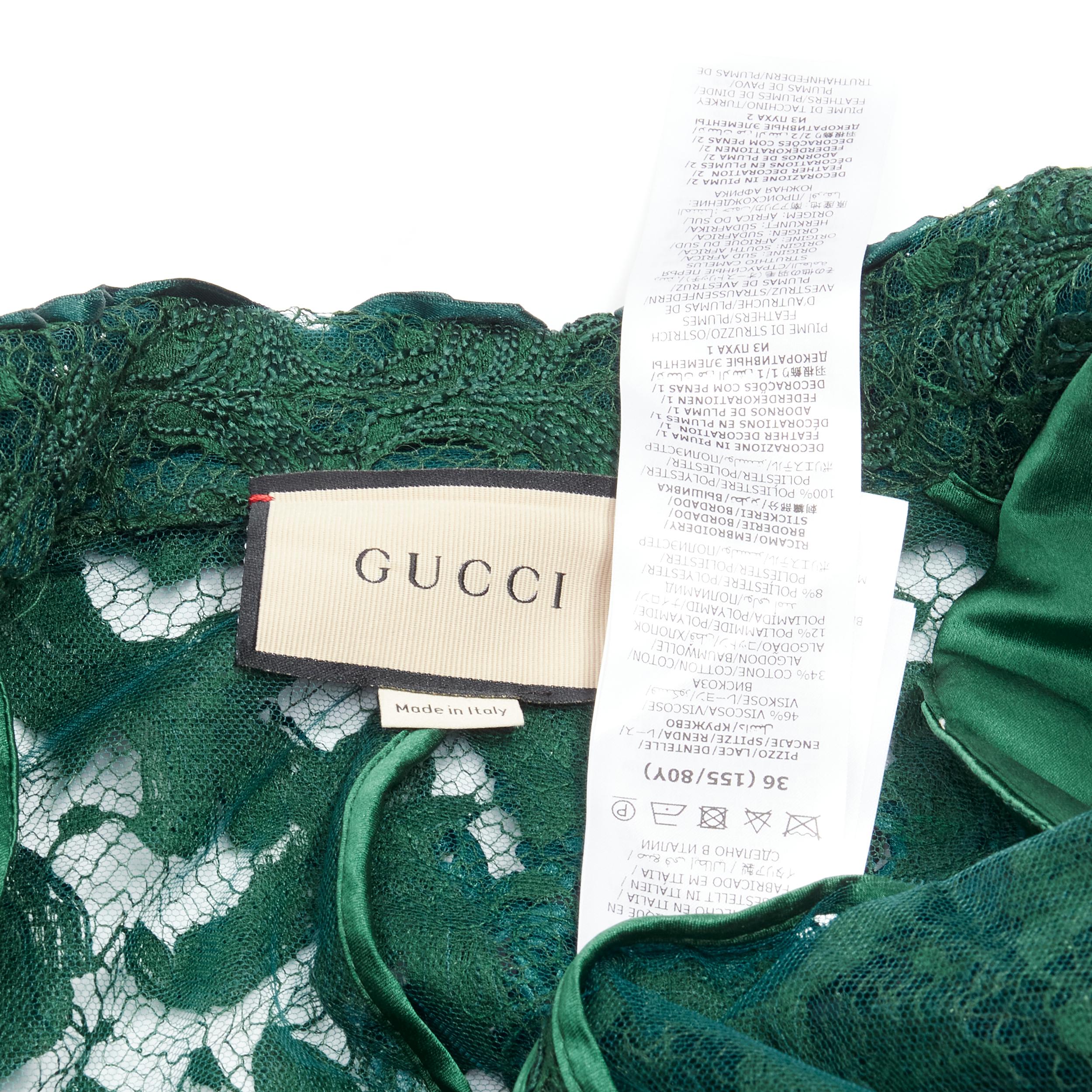 GUCCI Aria  ostrich feather cuff embellished lace sheer blazer jacket IT36  For Sale 6
