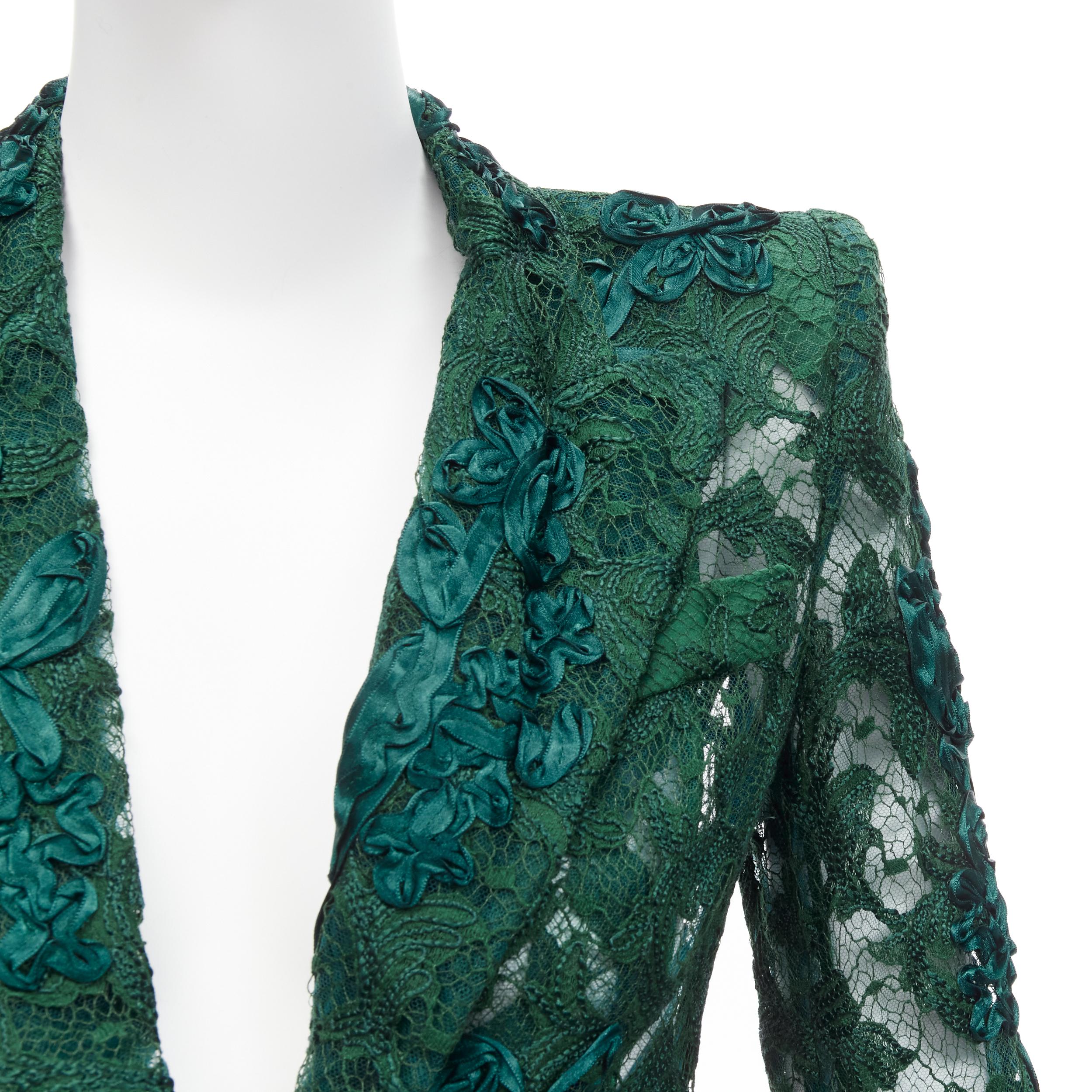 Gucci Aria  Veste blazer en dentelle avec manches en plumes d'autruche embellies IT36  en vente 4