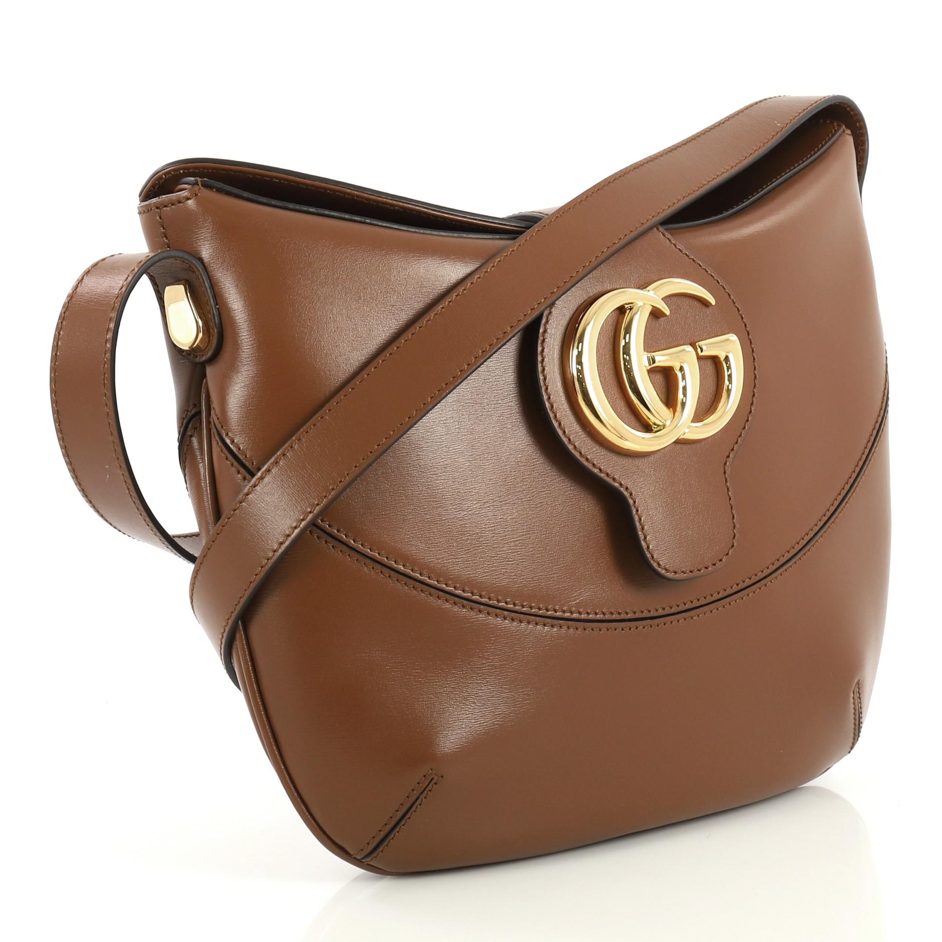 Brown Gucci Arli Crossbody Bag Leather Medium