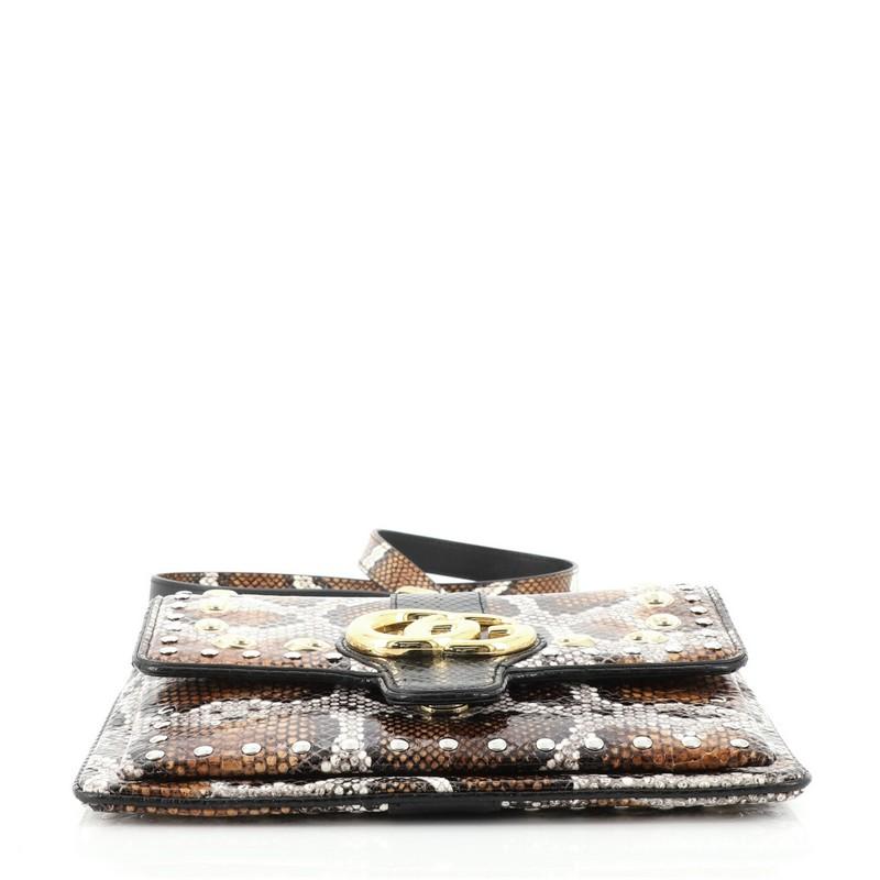 Black Gucci Arli Shoulder Bag Embellished Python Medium