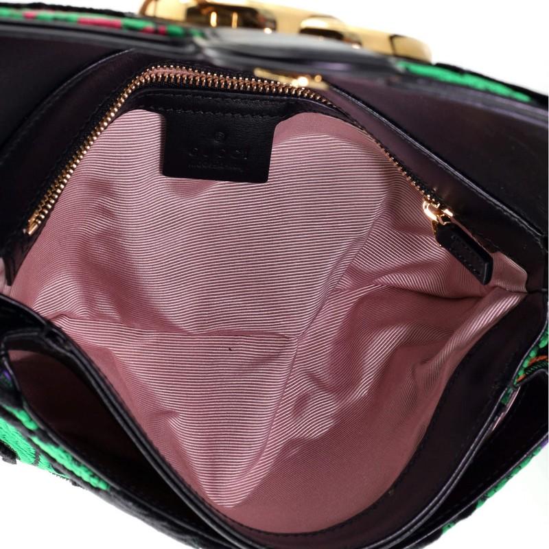 Black Gucci Arli Shoulder Bag Jacquard and Velvet Small