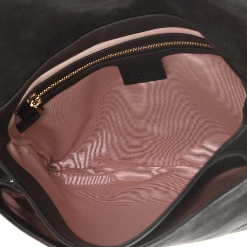 Black Gucci Arli Shoulder Bag Studded Suede with Python Medium