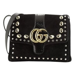 Gucci Arli Shoulder Bag Studded Suede with Python Medium