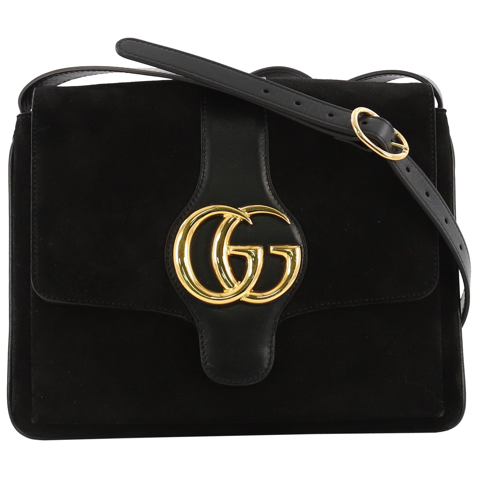 Gucci Arli Shoulder Bag Suede with Leather Medium