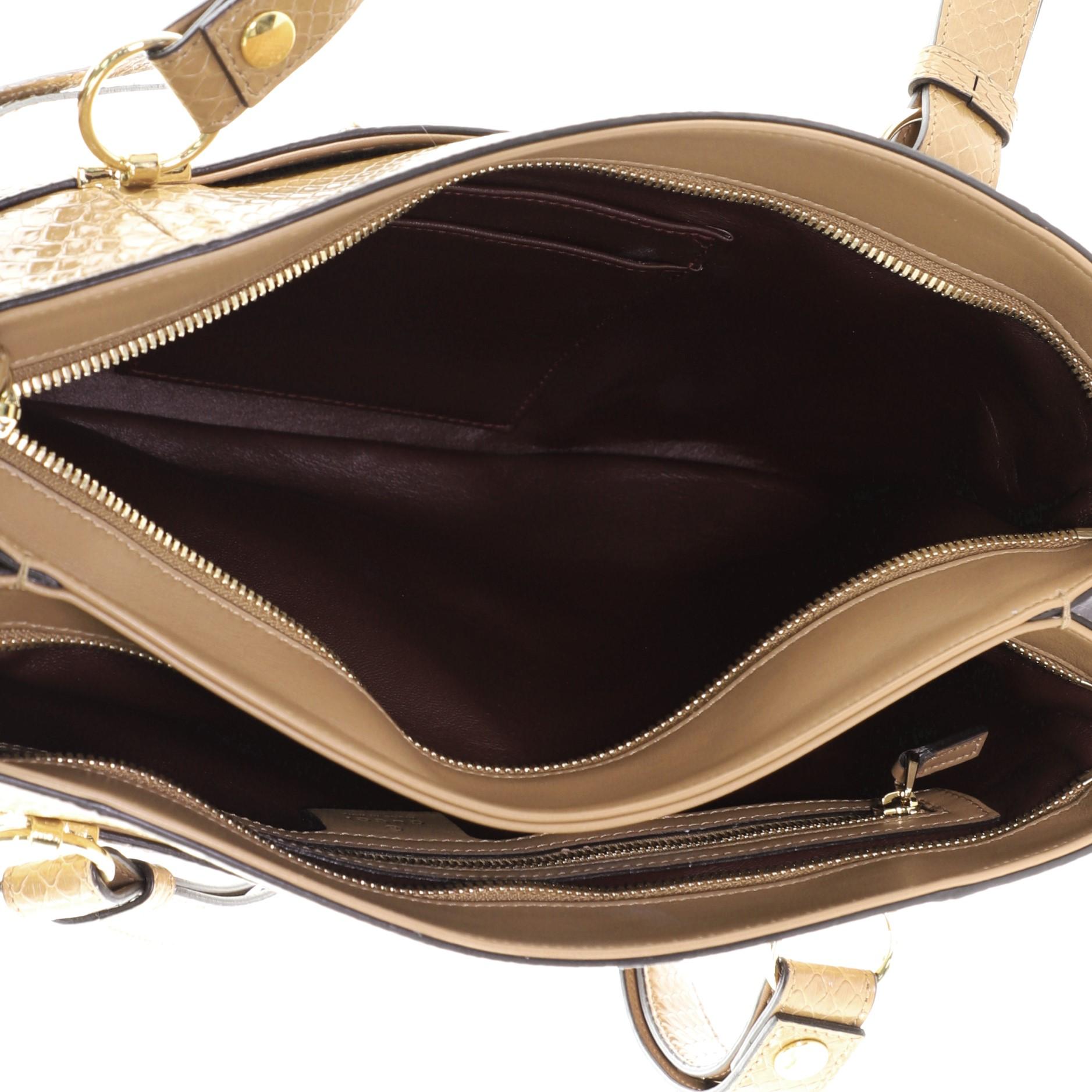 Brown Gucci Arli Top Handle Bag Python Large