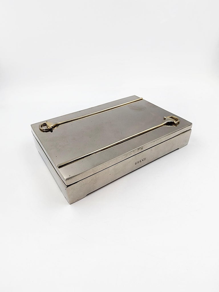 Gucci Art Deco Silver Metal Tobacco Case For Sale at 1stDibs