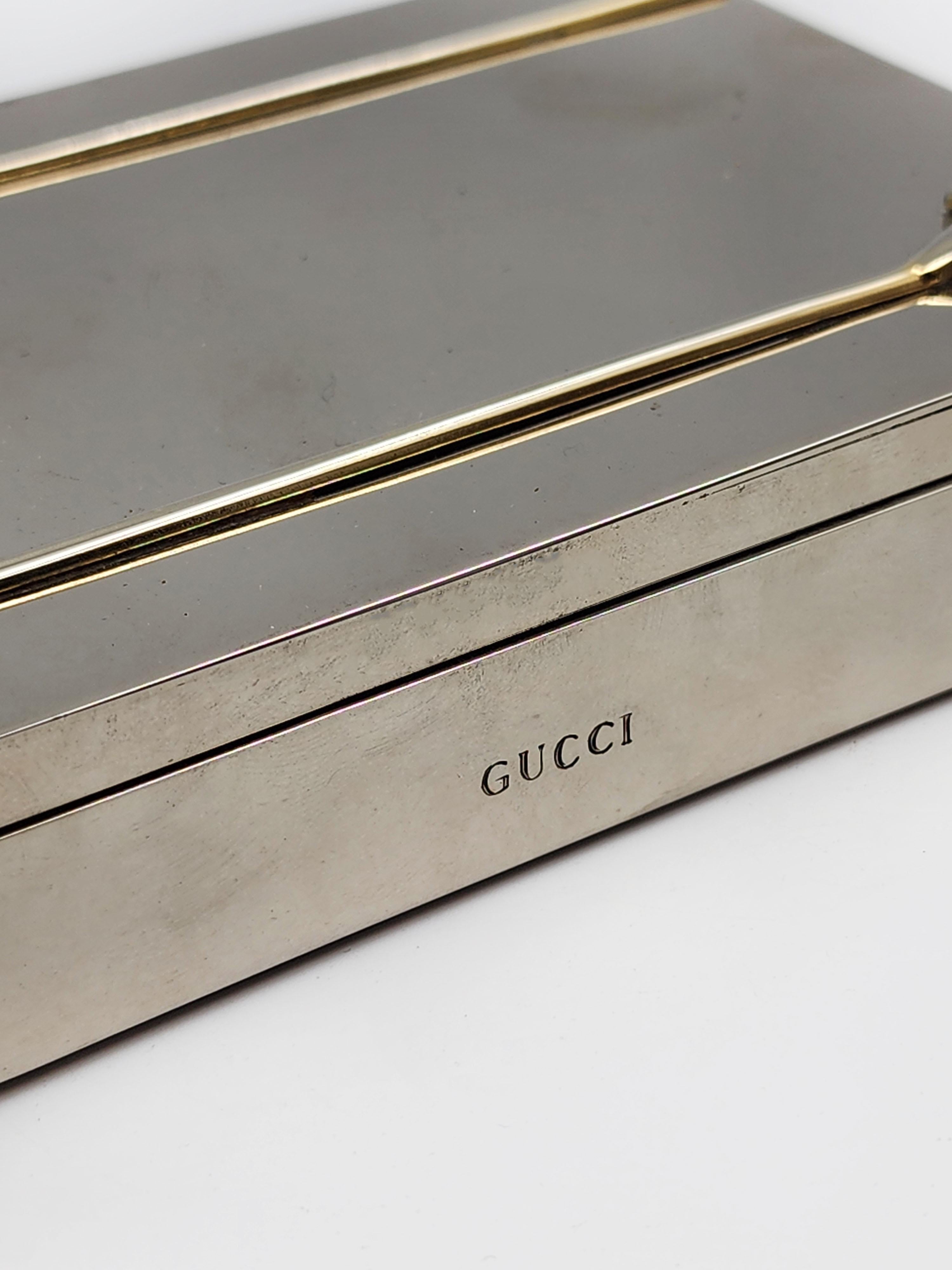 Italian Gucci Art Deco Silver Metal Tobacco Case For Sale