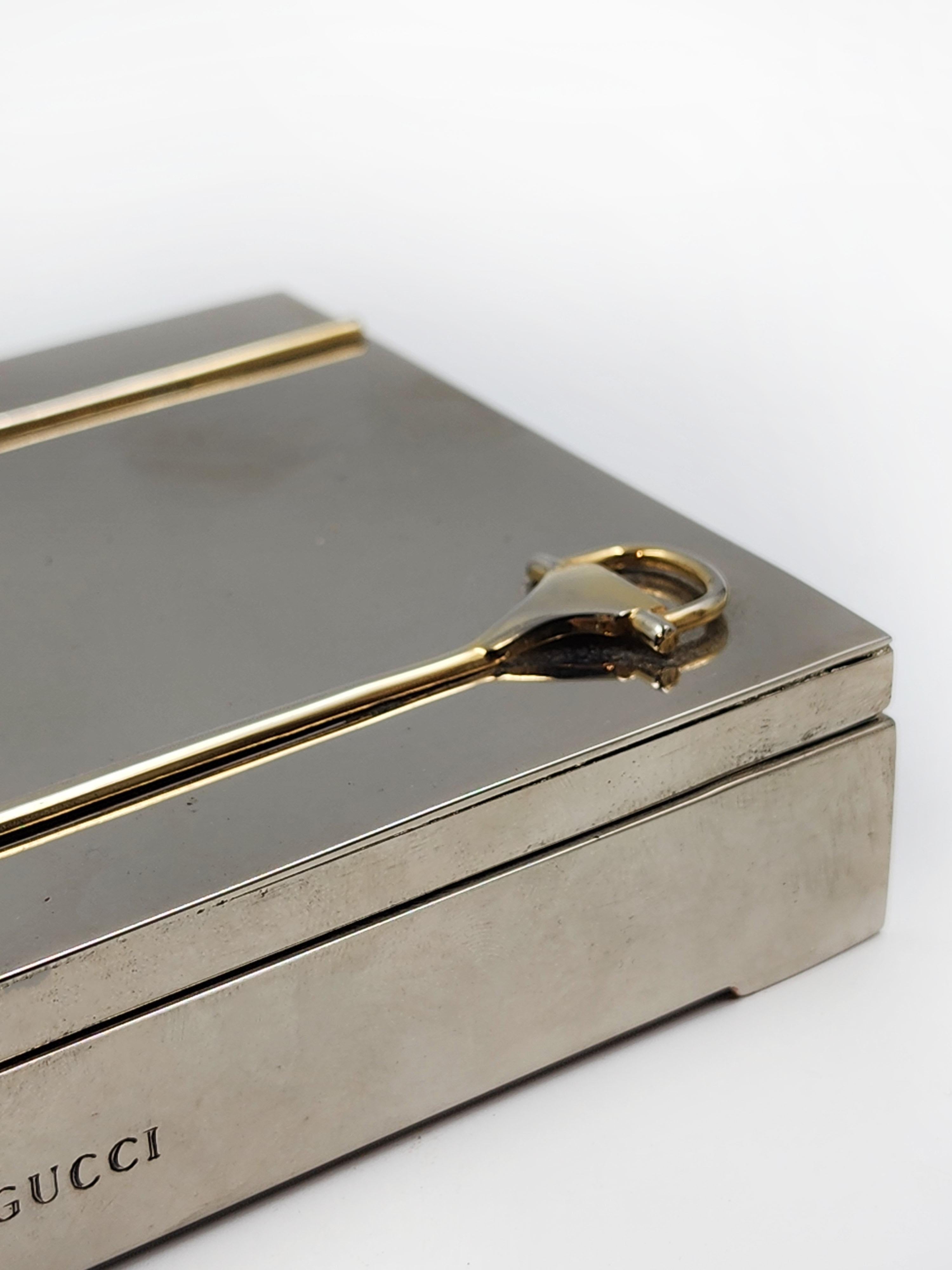 Estuche de tabaco de metal plateado Art Déco Gucci Italiano en venta