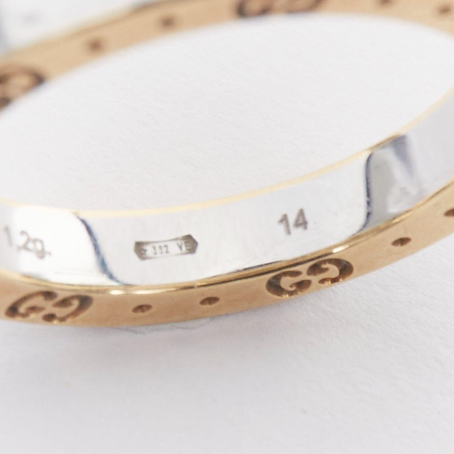 GUCCI AU 760 gold silver tone GG monogram engraved ring For Sale 3