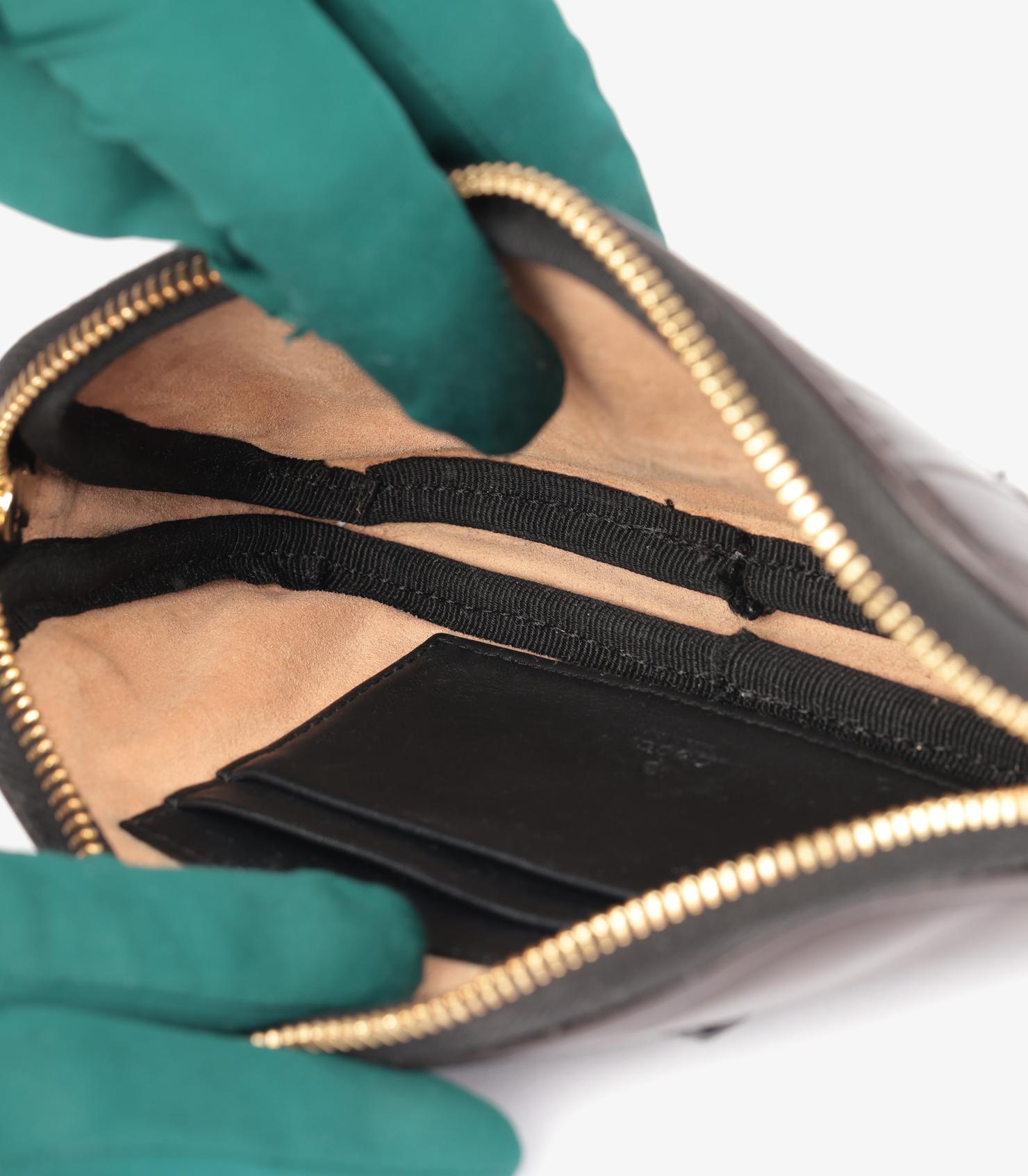 Gucci Alligatore e pelle di vitello opaco melanzana, vernice nera invecchiata Op in vendita 3