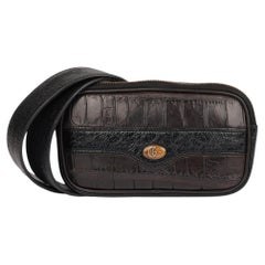 Gucci Aubergine Matte Alligator & Calfskin Leather, Black Aged Patent Leather Op