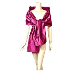 Gucci Aubergine Silk Shawl with Decorative Stitching, Never Worn