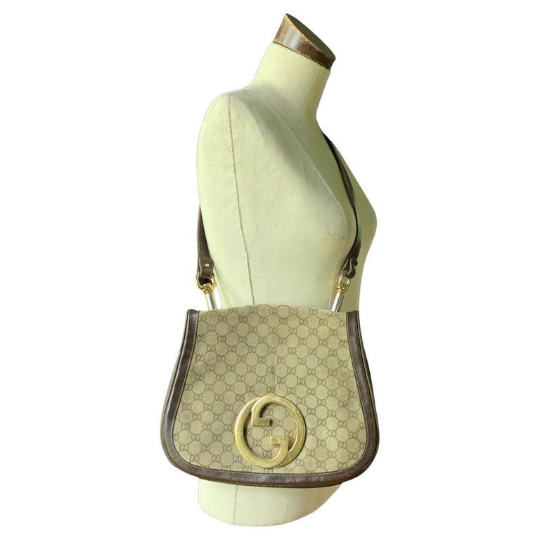 GUCCI Authentic RARE Leather GG Logo VINTAGE 1970s Handbag Purse Crossbody  ITALY For Sale at 1stDibs