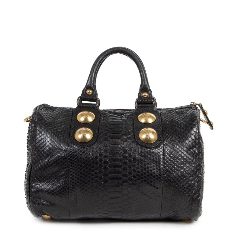 Bliv større fordel Gucci Babouska Black Python Skin Leather Boston Bag at 1stDibs