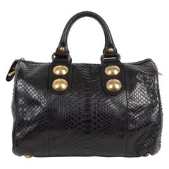 Gucci Babouska Black Python Skin Leather Boston Bag