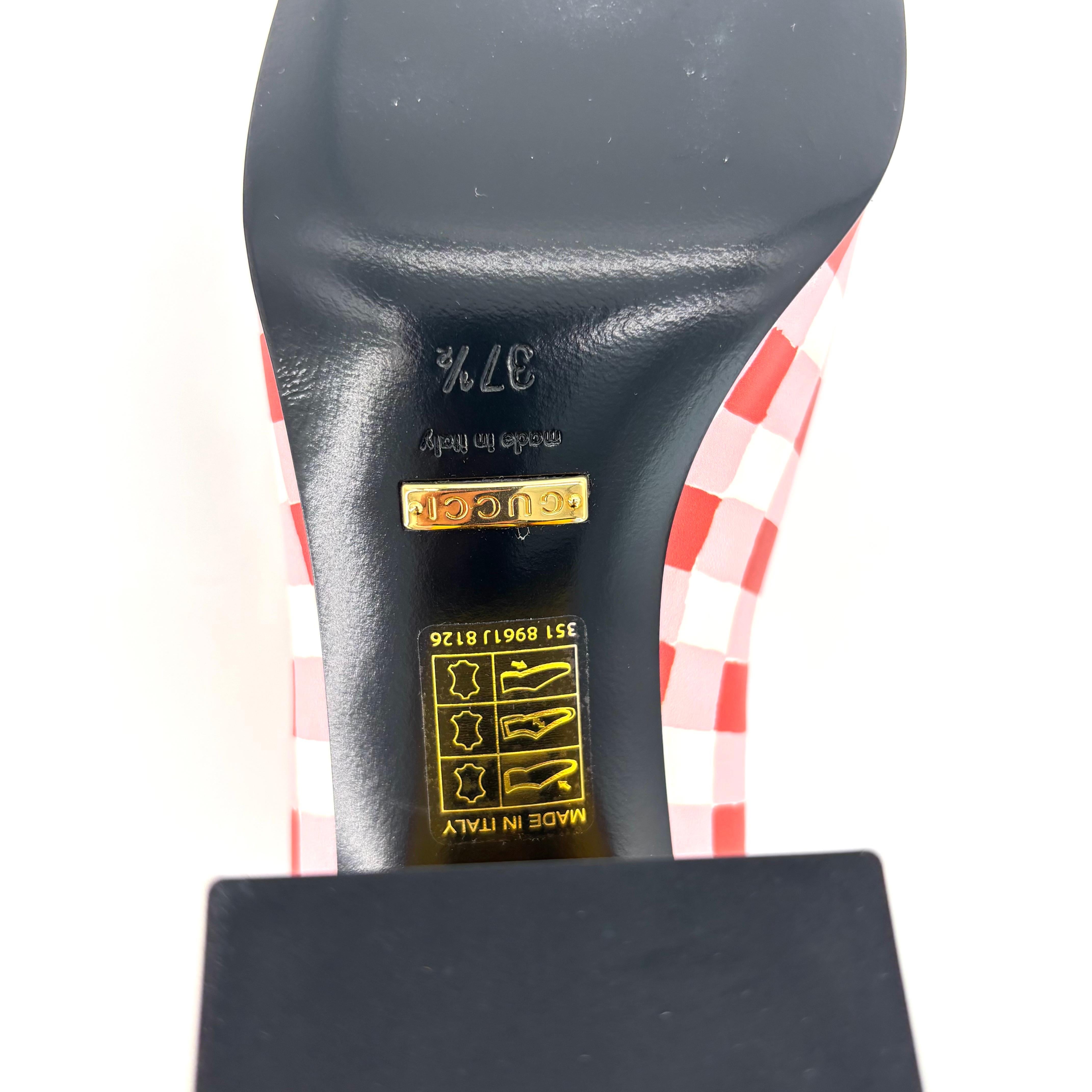 Gucci Baby Horsebit Ken Scott Jardín a cuadros Plataforma Tacones Bombas 37.5 en venta 5