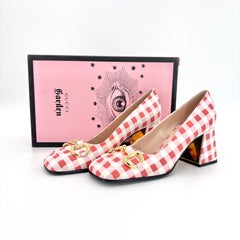 Gucci Baby Horsebit Ken Scott Garden Checkered Platform Heels Pumps 37.5