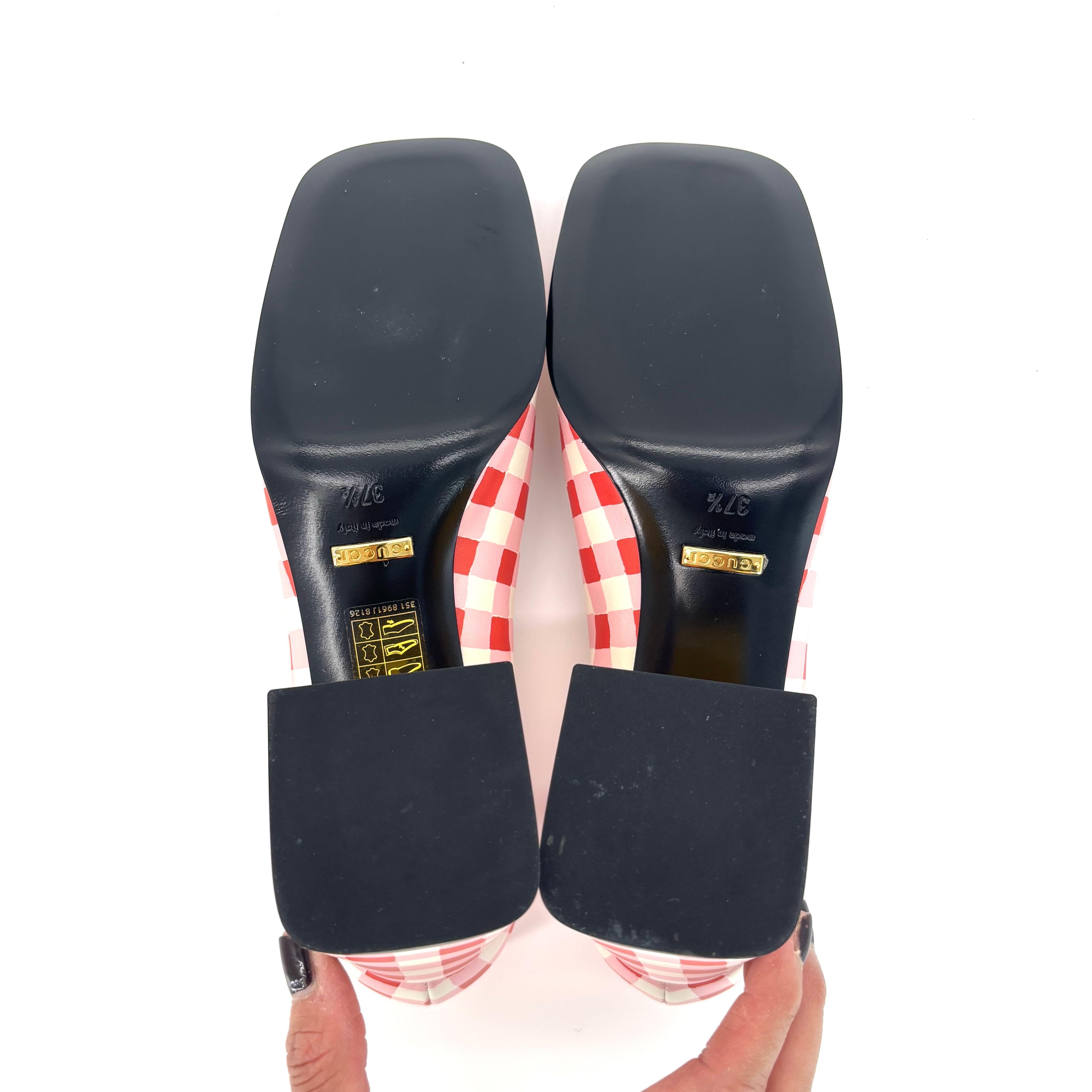 Gucci Baby Horsebit Ken Scott Jardín a cuadros Plataforma Tacones Bombas 37.5 en venta 4