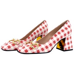 Gucci Baby Horsebit Ken Scott Garden Checkered Platform Heels Pumps 37.5