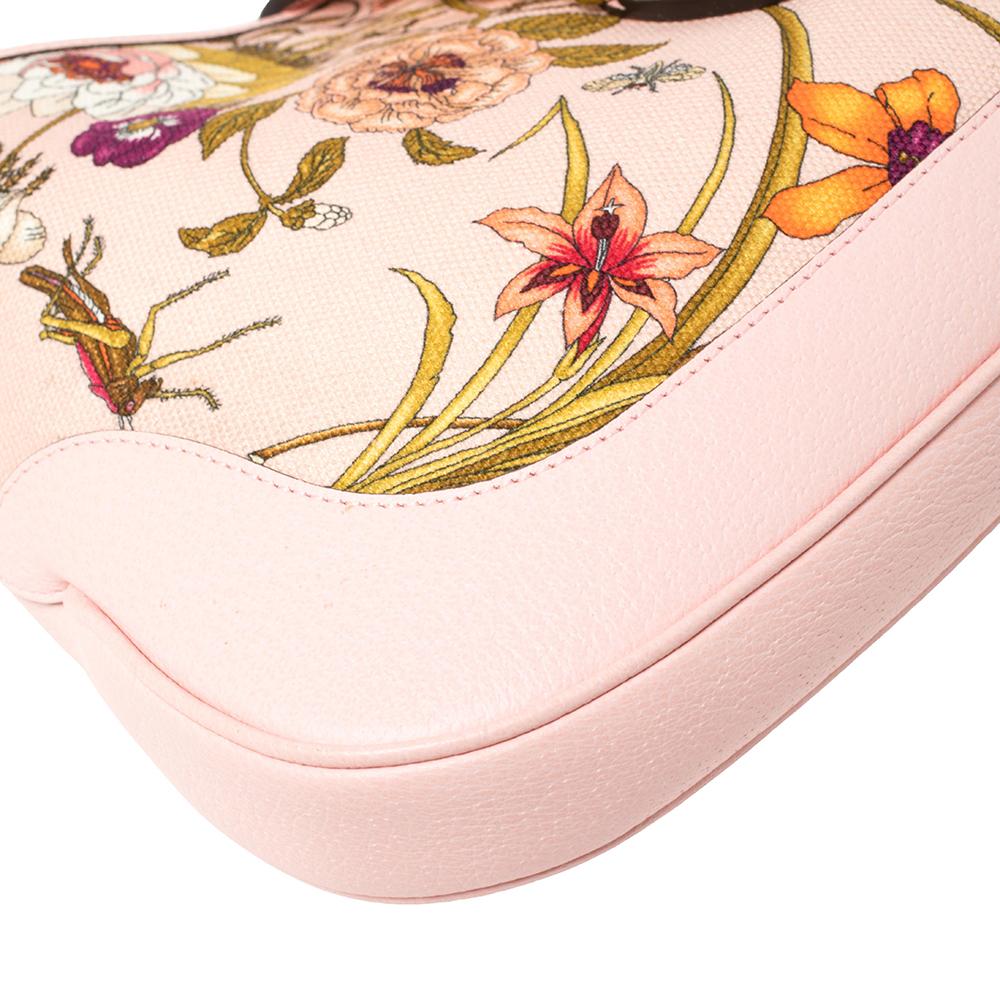 Gucci Baby Pink Floral Canvas und Leder Limited Edition Jackie 1961 Hobo 6