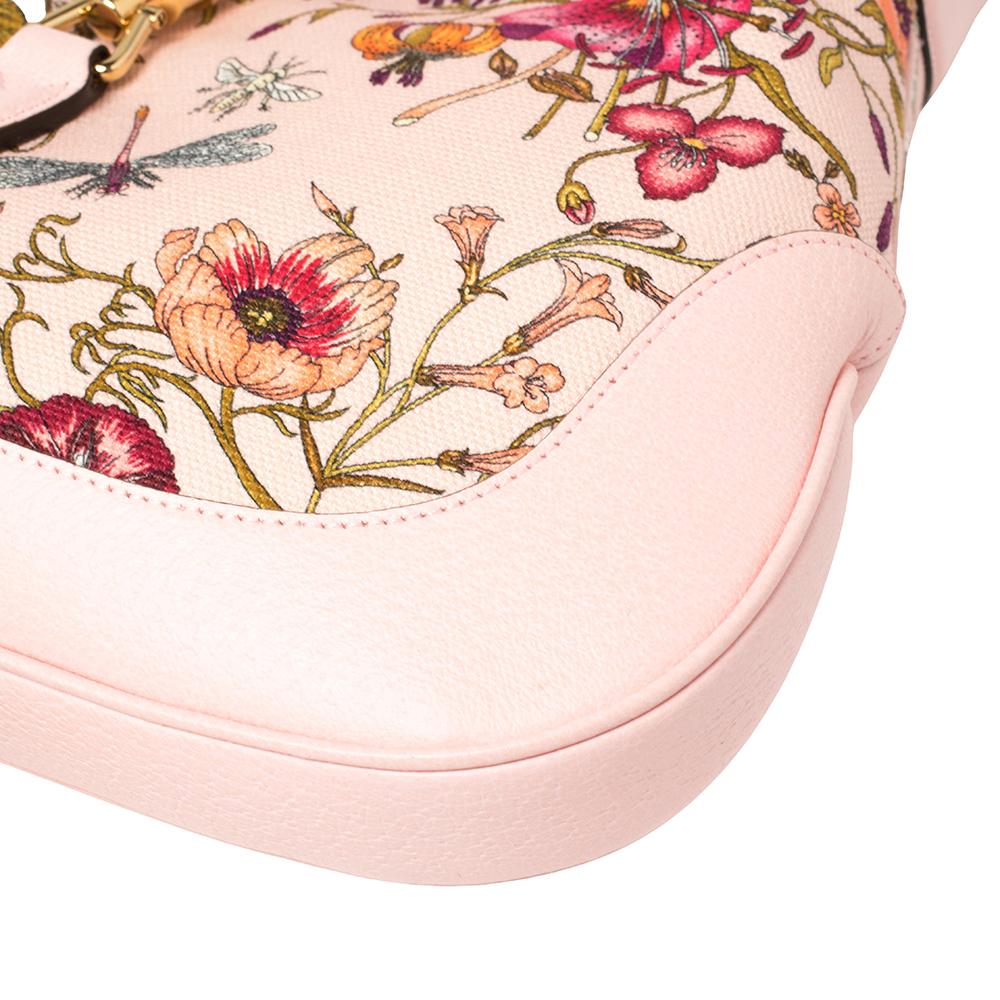Gucci Baby Pink Floral Canvas und Leder Limited Edition Jackie 1961 Hobo 7