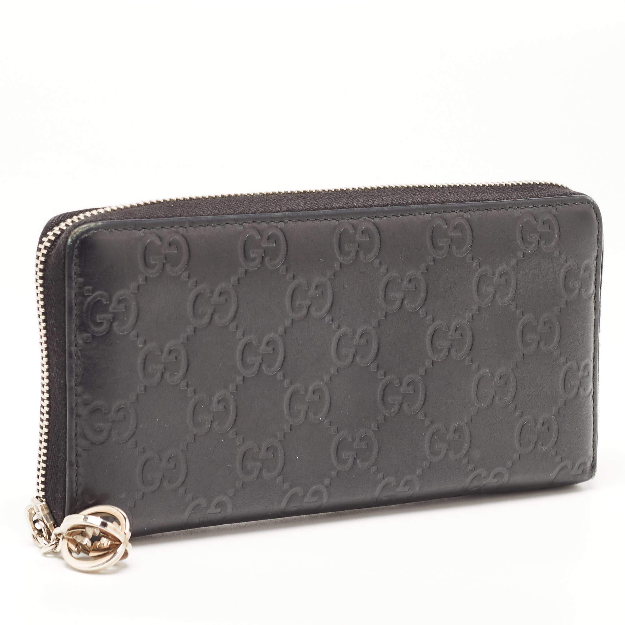 Black Gucci Back Guccissima Leather Zip Around Wallet