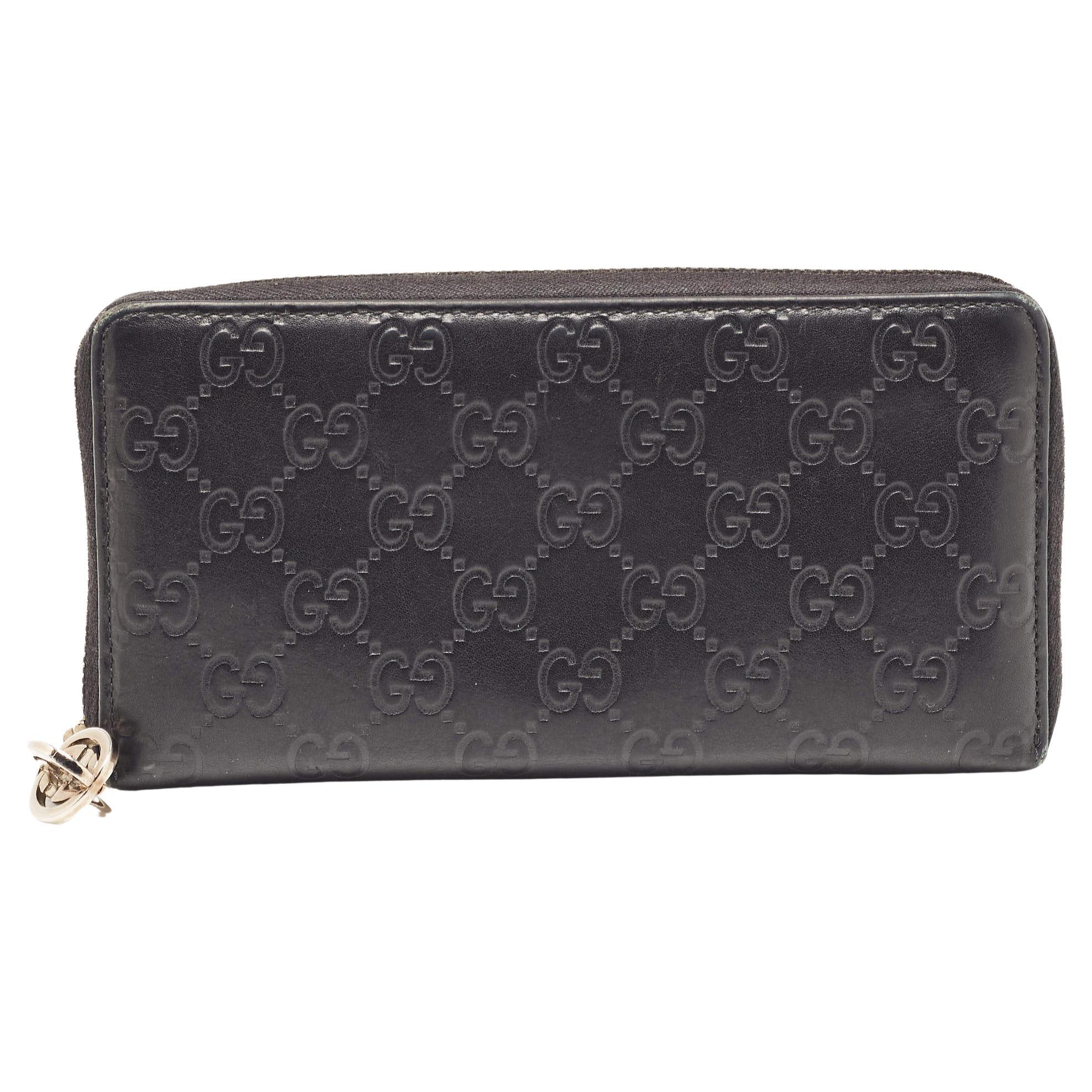 Gucci Back Guccissima Leather Zip Around Wallet