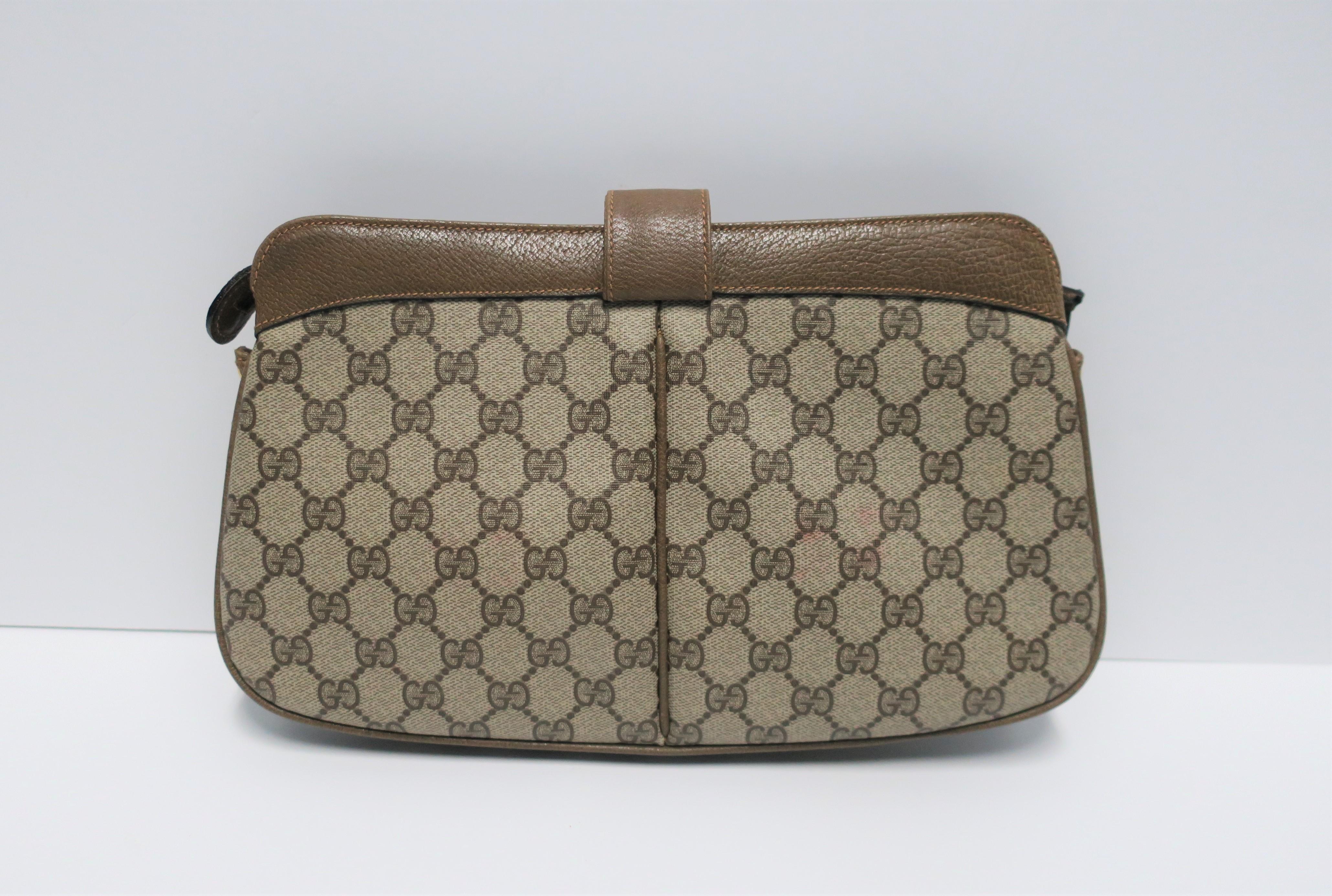 Italian Gucci Leather and Canvas Handbag Clutch