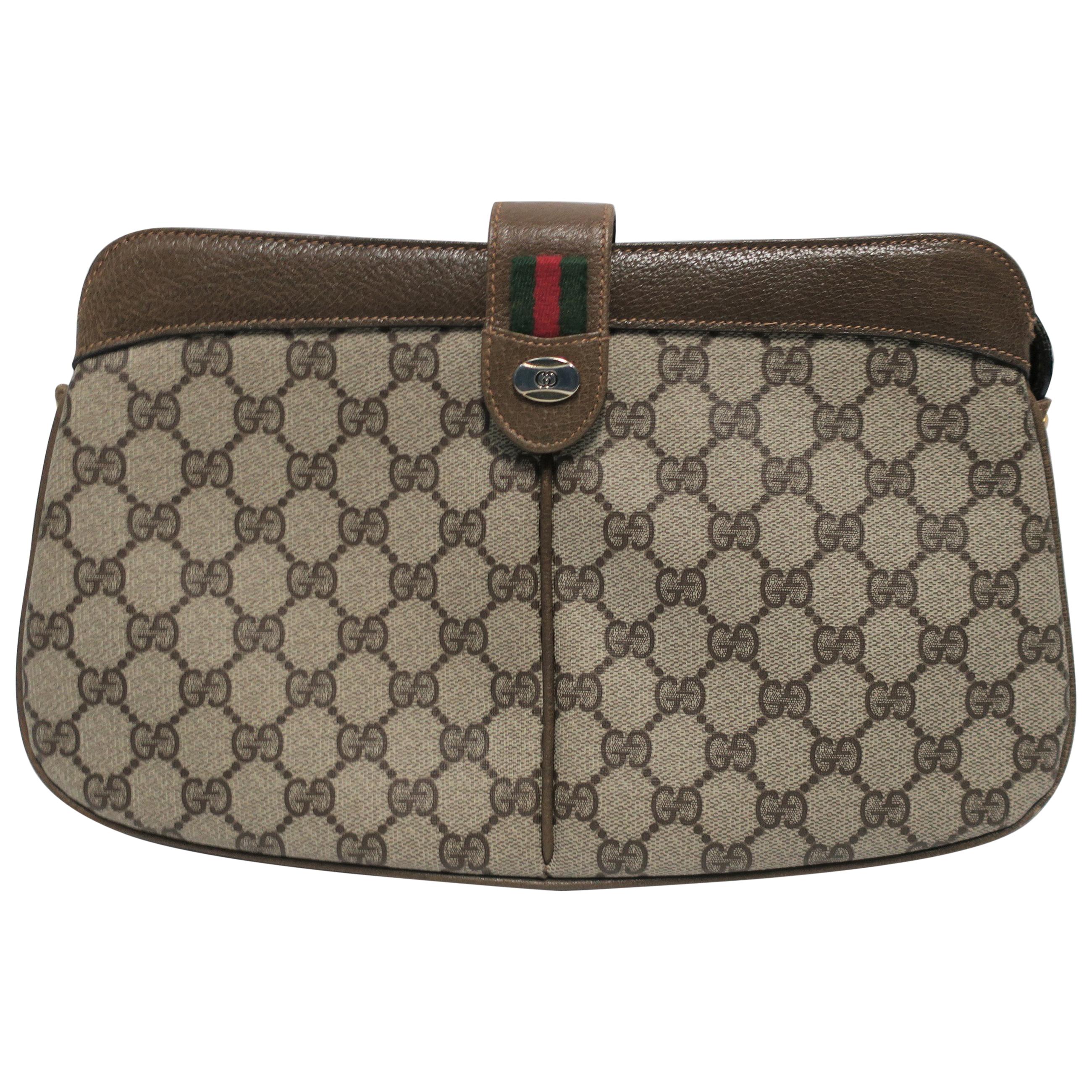 Gucci Leather and Canvas Handbag Clutch