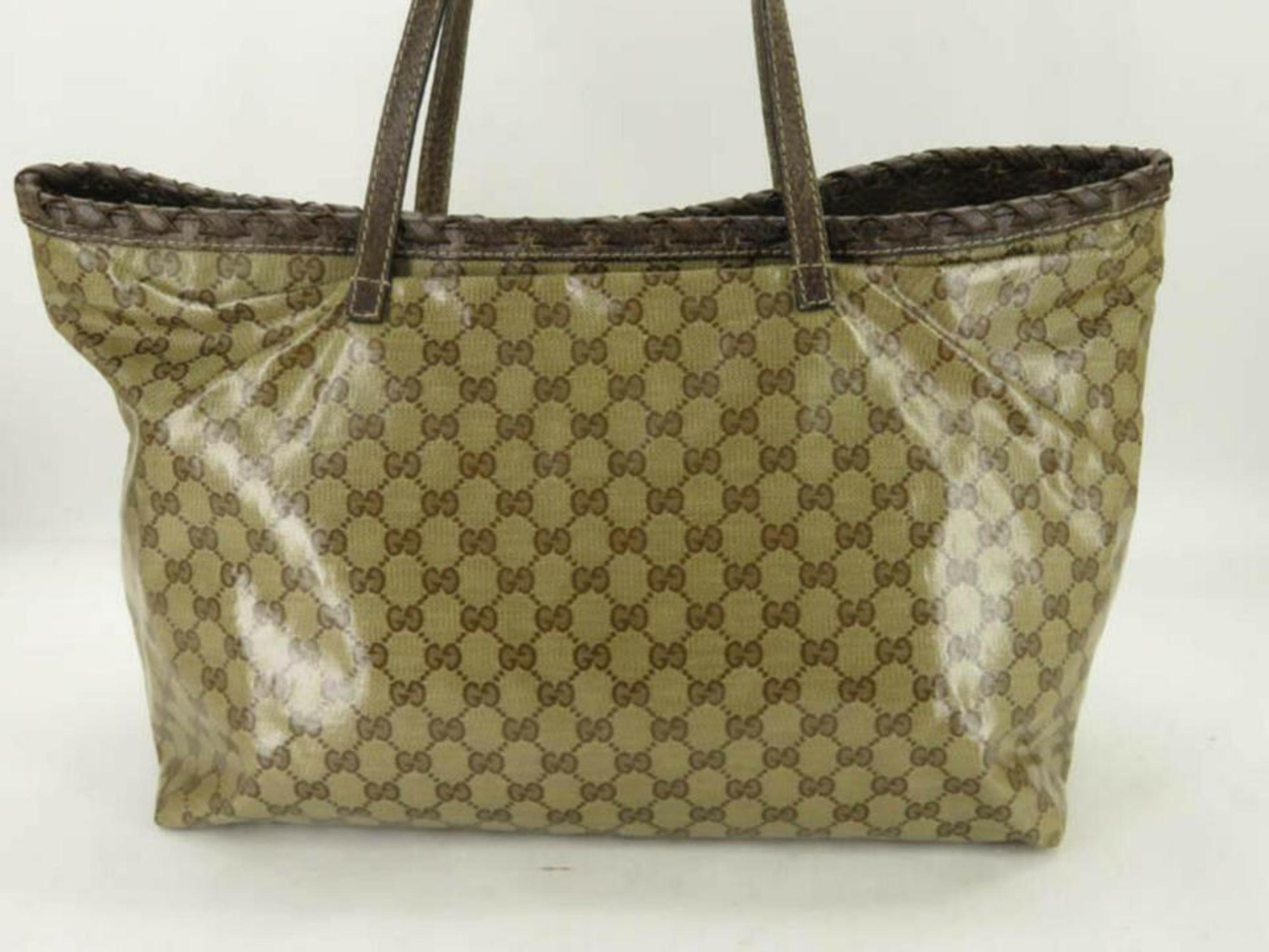 Gucci Bag Monogram Bamboo Tassel 870638 Brown Crystal Canvas Tote For Sale 2