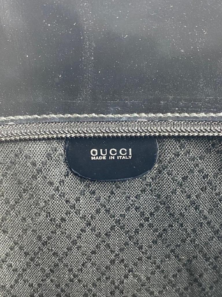 Gucci Bag Quilted Bamboo with Strap 5g615 Black Canvas Tote In Good Condition For Sale In Dix hills, NY