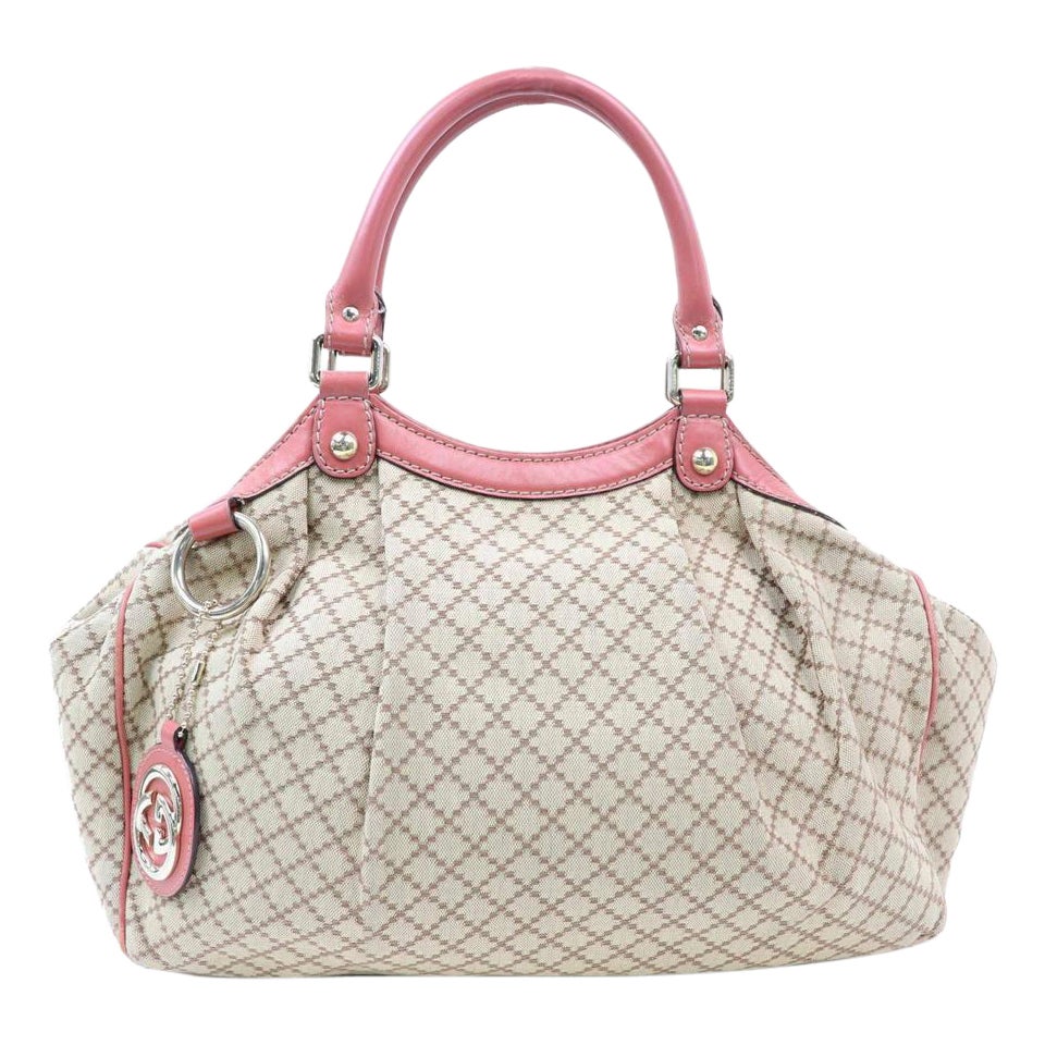 Gucci Bag Sukey Hobo Monogram Diamante 871863 Beige Canvas Satchel
