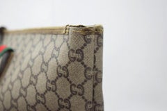 Gucci Bag Supreme Sherry Monogram Web Large Zip 868611 Brown Coated Canvas Tote