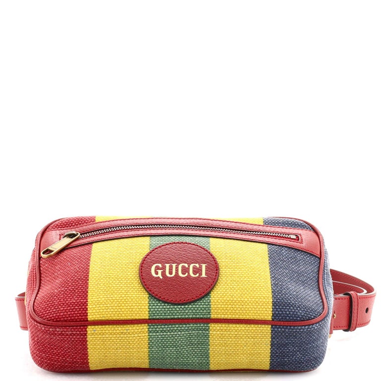 Gucci Baiadera Stripe Canvas Belt Bag in Yellow for Men