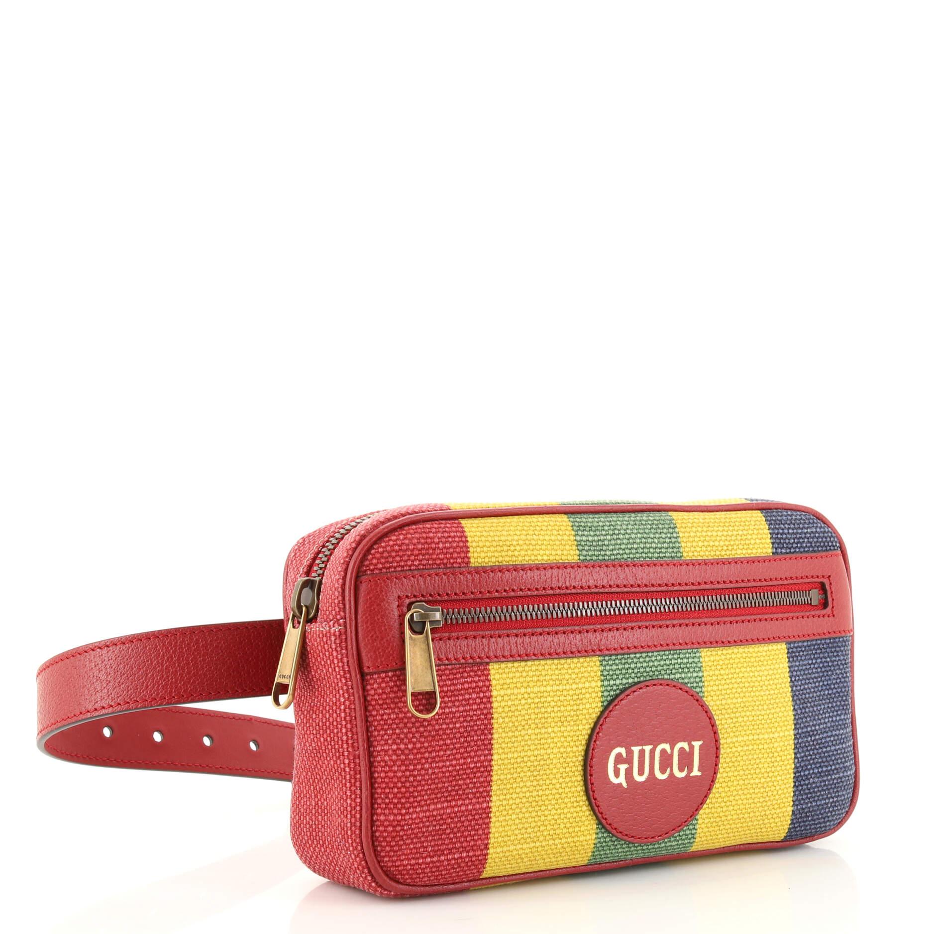 Gucci Baiadera Belt Bag Striped Canvas In Good Condition In NY, NY