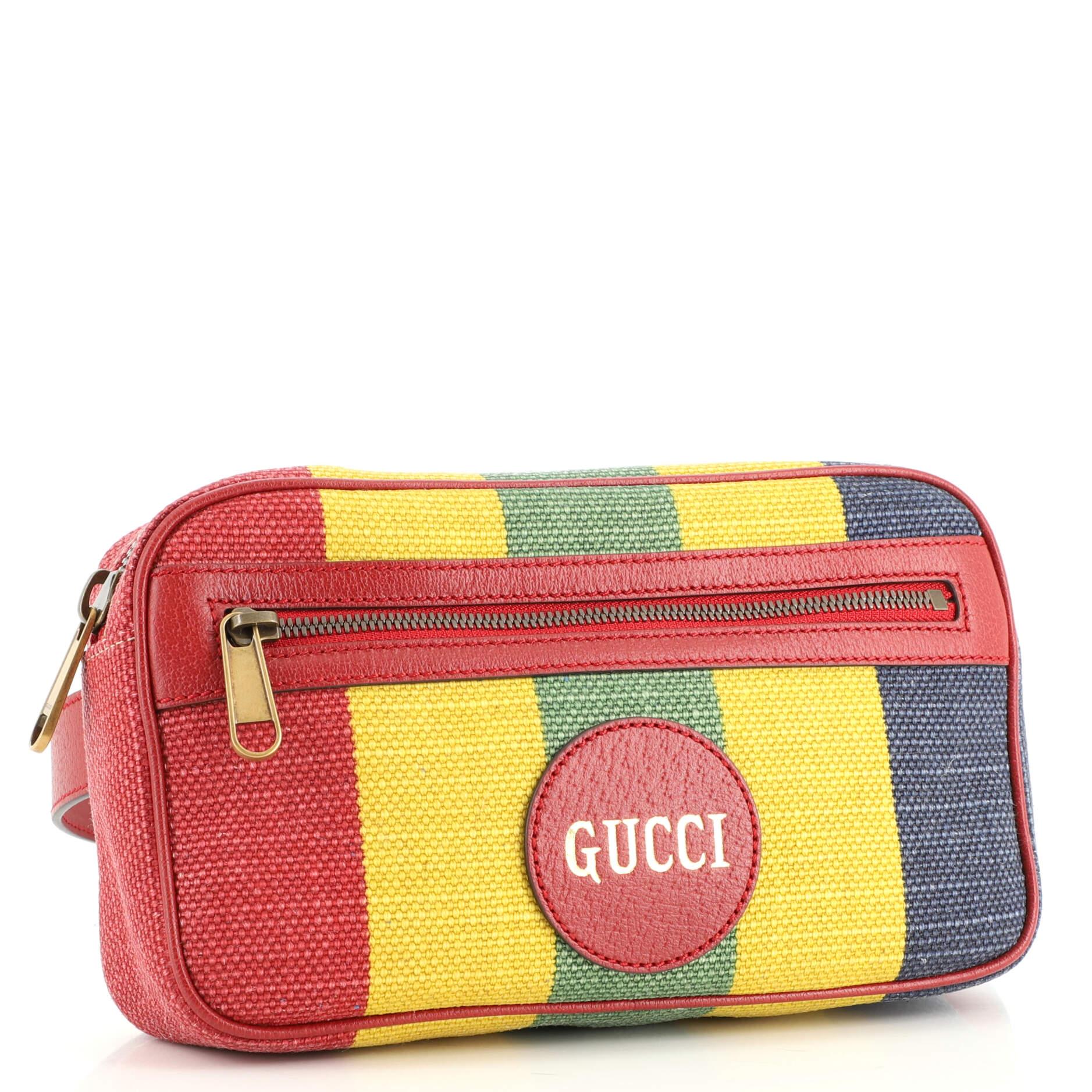 Pink Gucci Baiadera Belt Bag Striped Canvas