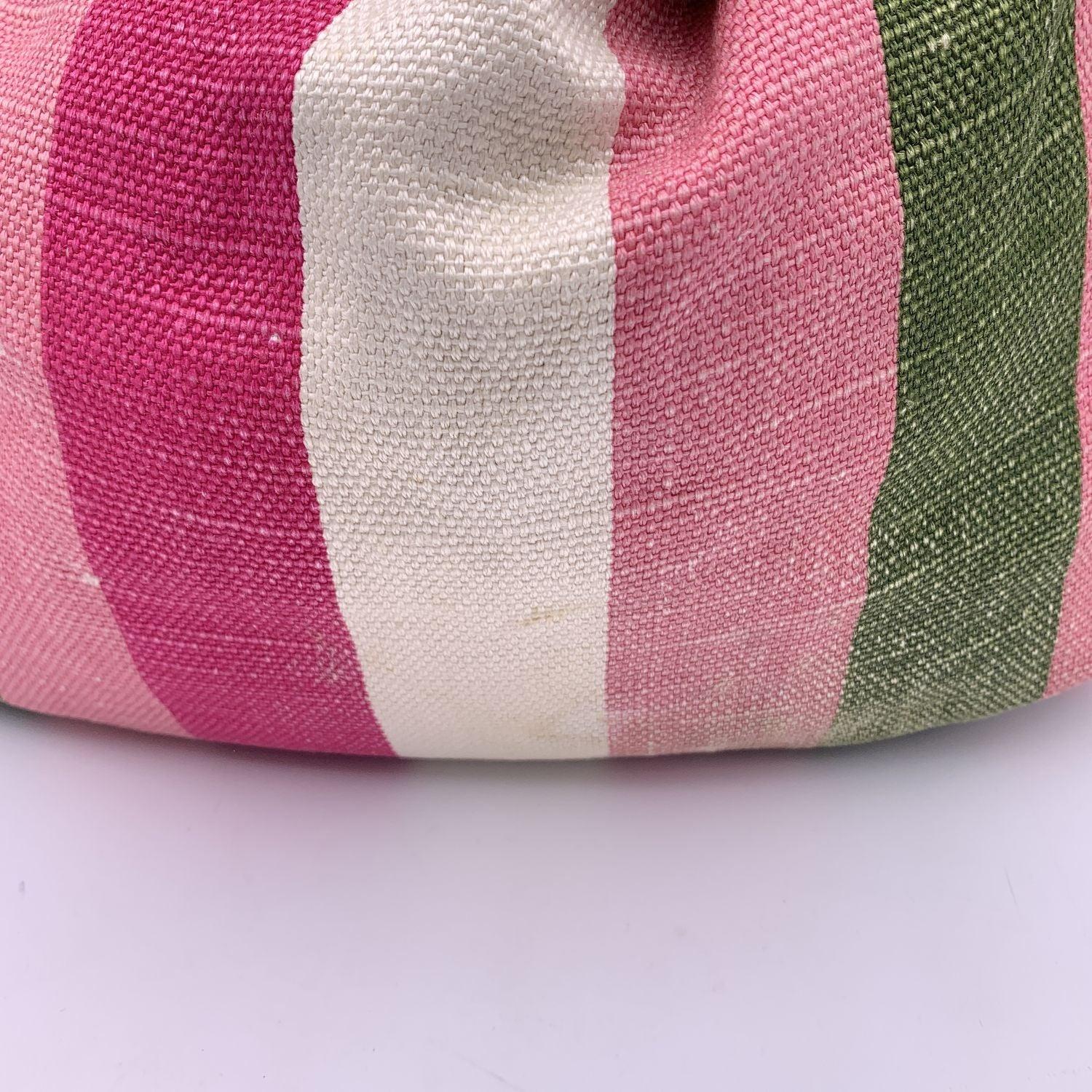 Gucci Baiadera Striped Pink Canvas Large Horsebit Hobo Tote Bag 1