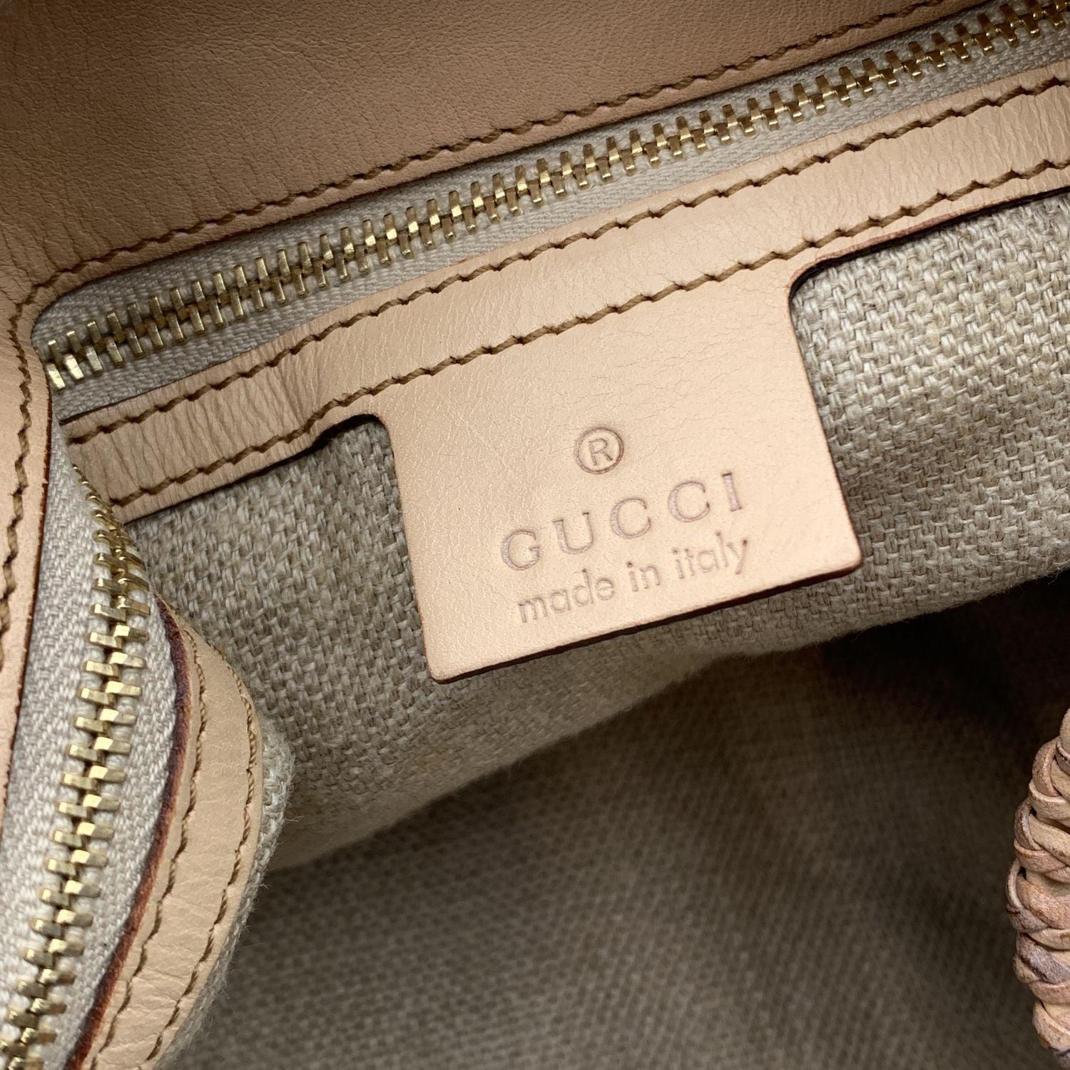 Gucci Baiadera Gestreifte rosa Canvas Große Horsebit Hobo Tote Bag mit Pferdchenmuster 3