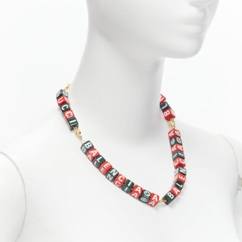 Gucci Balenciaga 2021 Hacker Project Symbols rosso verde cubi collana corta In condizioni Nuovo in vendita a Hong Kong, NT