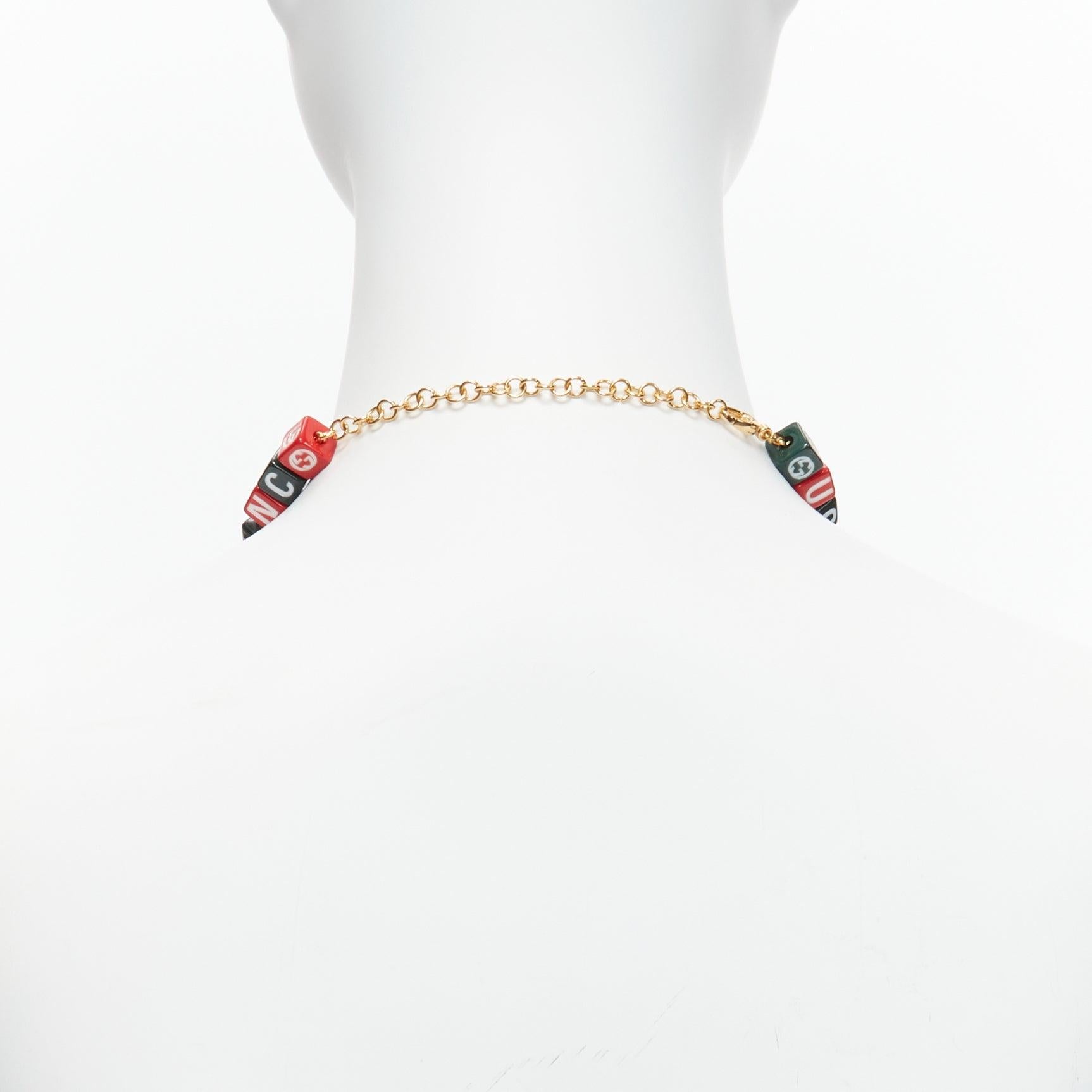 Women's GUCCI BALENCIAGA 2021 Hacker Project Symbols red green cubes short necklace