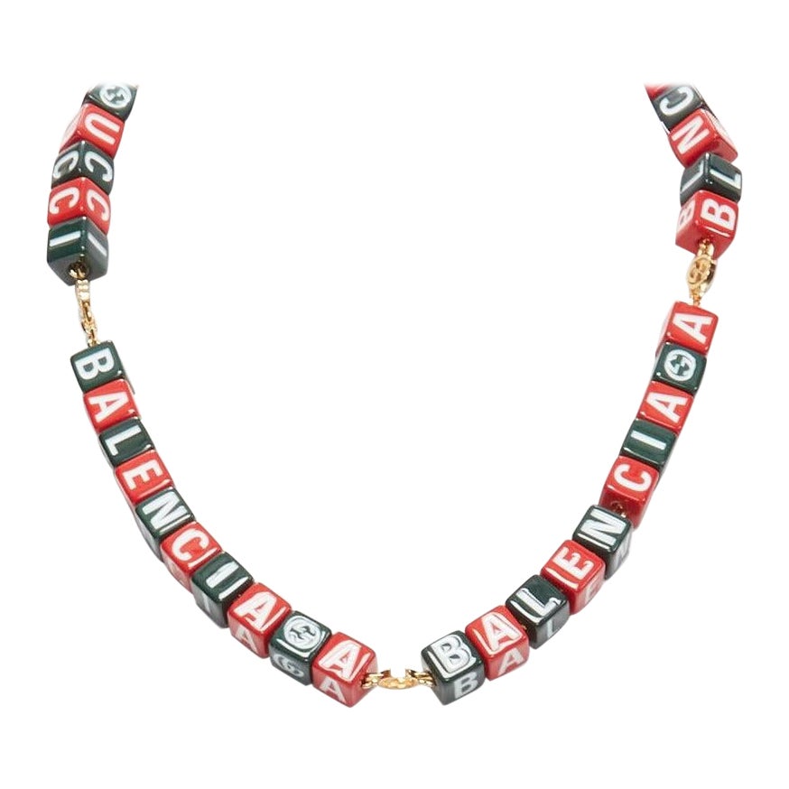 GUCCI BALENCIAGA 2021 Hacker Project Symbols red green cubes short necklace