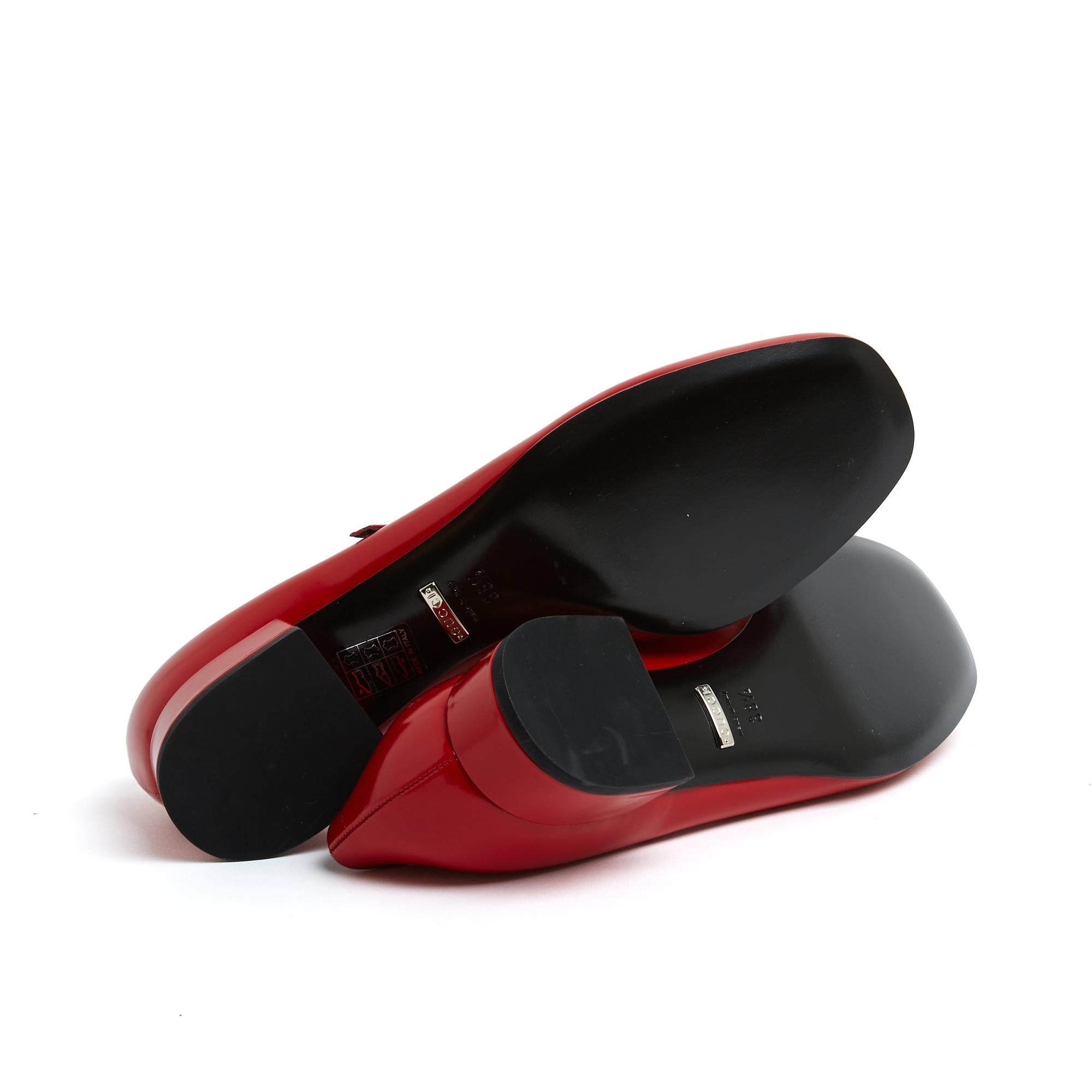 Gucci Ballerines EU38.5 Red Leather Horsebit Flats Ballets UK5.5 US8 1