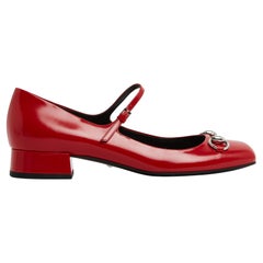 Gucci Ballerines EU38.5 Red Leather Horsebit Flats Ballets UK5.5 US8
