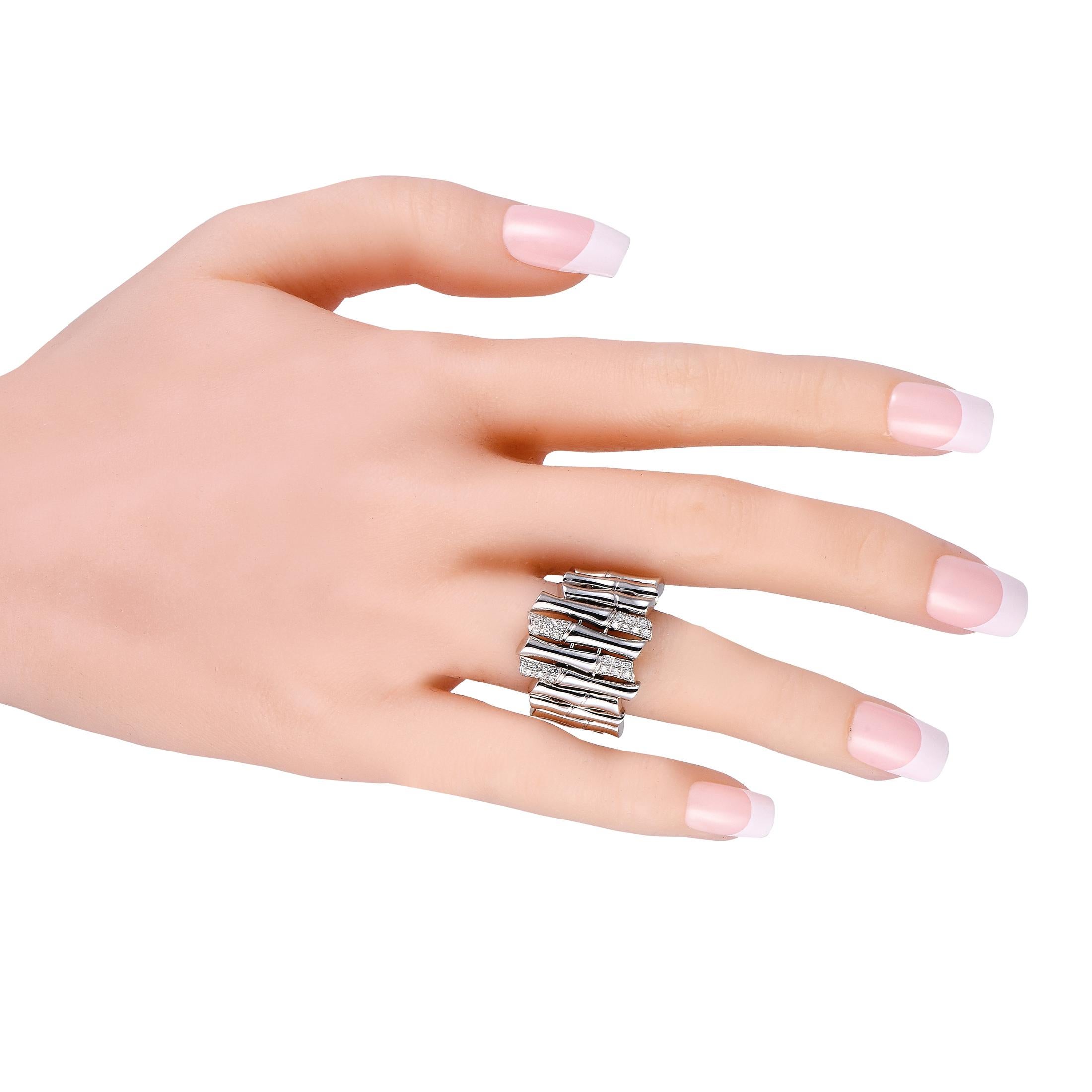 Round Cut Gucci Bamboo 18K White Gold 0.40ct Diamond Ring